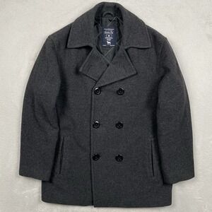 Roundtree & Yorke Pea Coat Mens Medium Gray Luxurious Wool Winter Insulation
